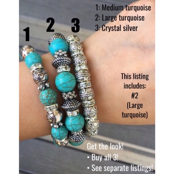 T&J Designs Simulated turquoise and crystal stretchy bracelet (Large). NWT - Picture 3 of 7